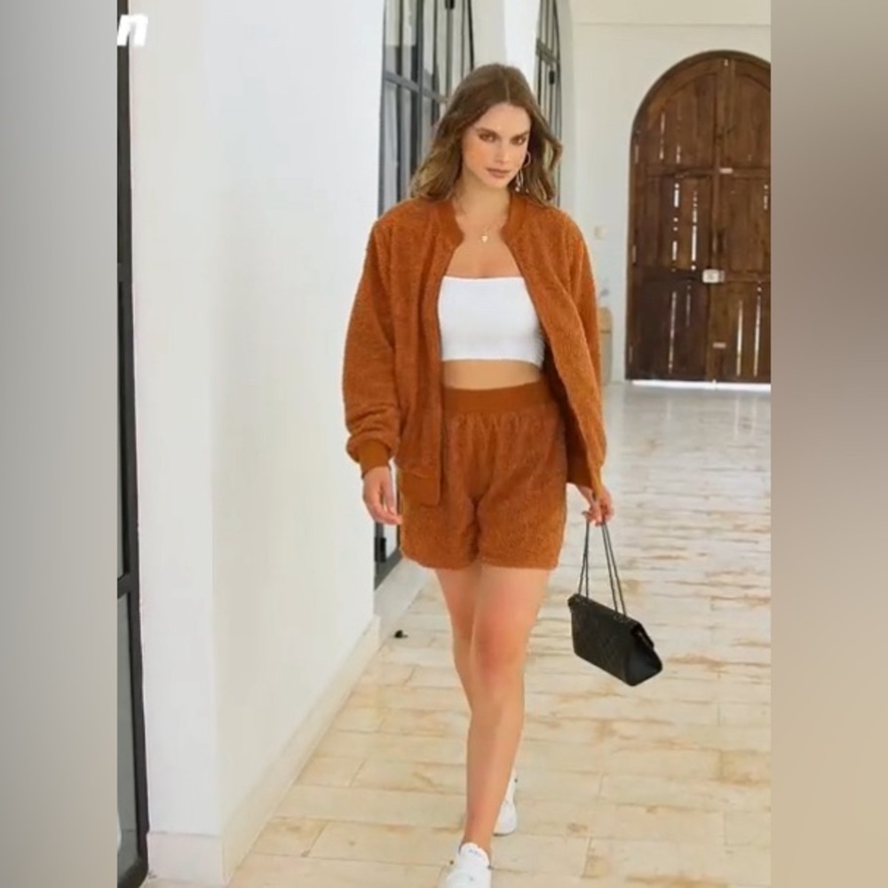 Pretty Garden Women's 2 Piece Fleece Zip Up Jackets And Shorts Sets Tracksuit